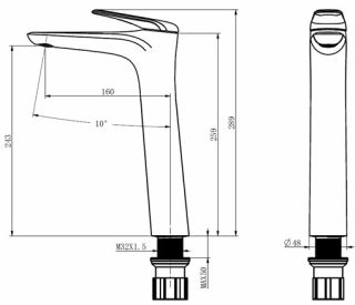 Смеситель для раковины Comforty графит FC074B-CGT