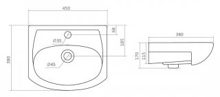 Мебельная раковина Santek Азов 1WH112449 45см белый