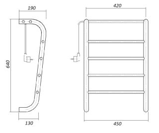 Полотенцесушитель электрический Domoterm Болеро DMT 109-P6 45x66 EK R хром