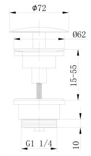 Донный клапан для раковины ABBER AF0012 без перелива хром