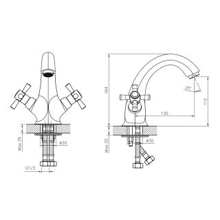 Смеситель для раковины Decoroom хром/чёрный DR51011-Black