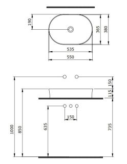 Раковина Berges EGO SL 181212 55см антрацит матовый