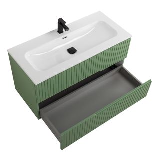 База под раковину Cezares подвесная с двумя выкатными ящиками, Фисташковый Софт, 1000x457x500, DUET-N-1000-2C-SO-PS-P