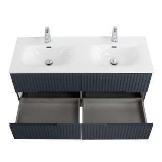 База под раковину Cezares подвесная с четырьмя выкатными ящиками для раковины с двумя чашами, Grafito, 1200x457x500, DUET-N-1200-4C-SO-2-GR-P