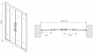 Душевая дверь ABBER Schwarzer Diamant 150см хром AG33150H