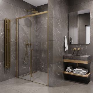 Душевая дверь в нишу Timo T52R 120 см правая золото матовое