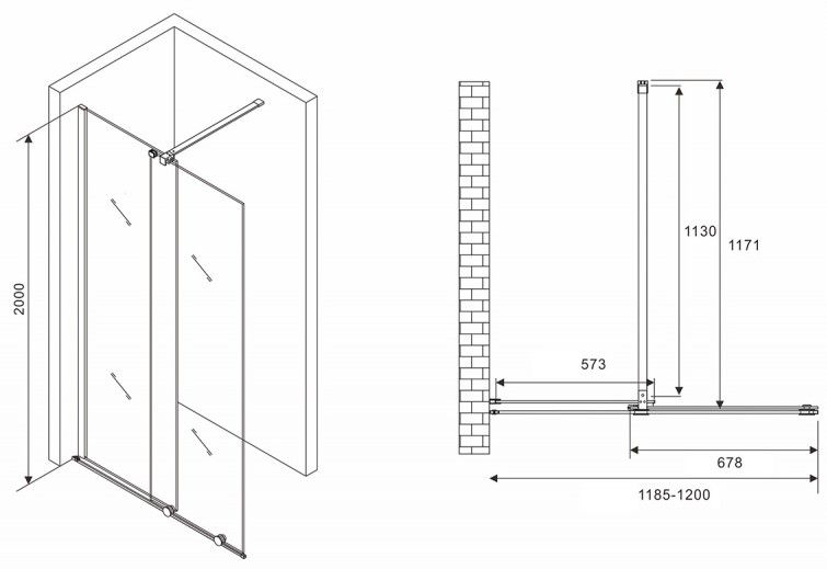 Душевая перегородка ABBER Komfort AG09120 120см хром раздвижная