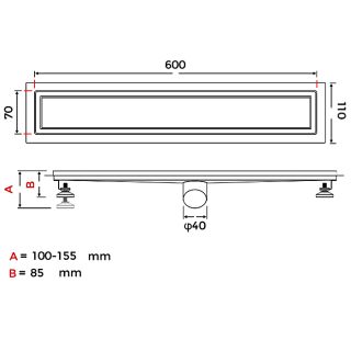 Душевой лоток Gappo G86007-4 60 см сатин