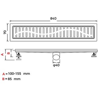 Душевой лоток Gappo G88007-36 80 см чёрный