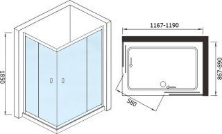 Душевой уголок WeltWasser СЕРИЯ WW200 Арт. 200QS22-12090 Размер 1200х900х1850