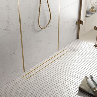 Душевой лоток Timo Drain System DS230206/17 60см с двусторонней панелью plate под плитку золото матовое