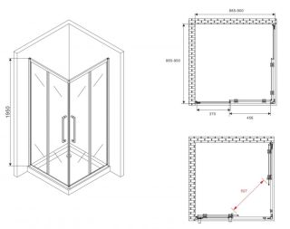 Душевой уголок ABBER Schwarzer Diamant AG02090BMH 90x90см чёрный