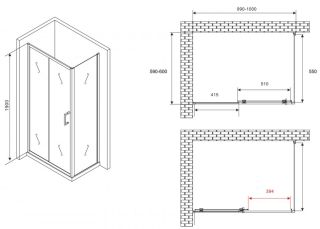 Душевой уголок ABBER Schwarzer Diamant AG301005-S605 100x60см хром