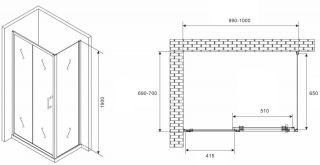Душевой уголок ABBER Schwarzer Diamant AG301005-S705 100x70см хром