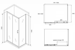Душевой уголок ABBER Schwarzer Diamant 100x100см AG30100B-S100B