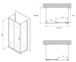 Душевой уголок ABBER Schwarzer Diamant AG30100B-S60B-S60B 100x60см чёрный