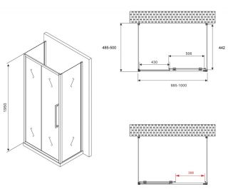 Душевой уголок ABBER Schwarzer Diamant AG30100H-S50-S50 100x50см хром