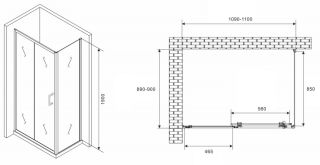 Душевой уголок ABBER Schwarzer Diamant AG301105-S905 110x90см хром
