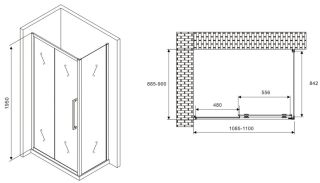 Душевой уголок ABBER Schwarzer Diamant AG30110MH-S90M 110x90см хром