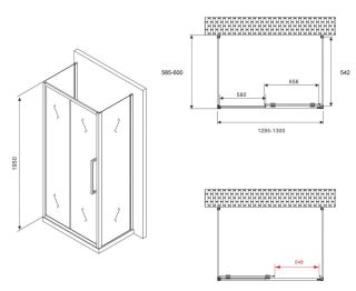 Душевой уголок ABBER Schwarzer Diamant AG30130MH-S60M-S60M 130x60см хром