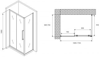 Душевой уголок ABBER Schwarzer Diamant AG30170H-S70 170x70см хром
