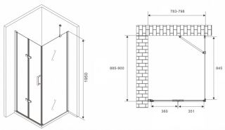 Душевой уголок ABBER Zart AG08080P-S91 80x90см хром