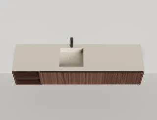 Подвесная тумба Salini Domino 27D220AIN 200см шпон с открытой полкой под встраиваемую раковину