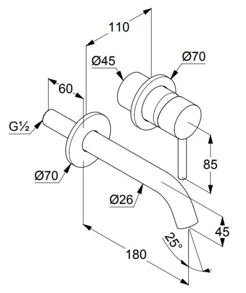 Встраиваемый смеситель для раковины Kludi Bozz хром 382440576