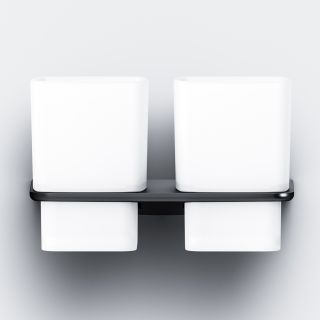 Двойной стеклянный стакан с настенным держателем Am.Pm Inspire 2.0 чёрный матовый A50A343422