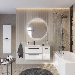 База под раковину Cezares подвесн. с дв. выкат. ящ. и одной распашн. дверцей, правосторонн. Bianco Lucido, 1000x457x500,ECO-CER-N-1000-2C-1A-SO-BL-R