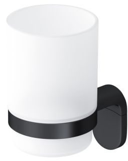 Стеклянный стакан с настенным держателем Am.Pm X-Joy чёрный матовый A8434322