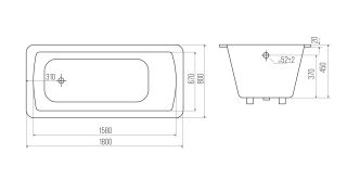 Ванна чугунная Goldman Elite ET18080 180x80см с ножками