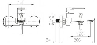Смеситель для ванны и душа, сатин Nova BelBagno NOV-VASM-IN