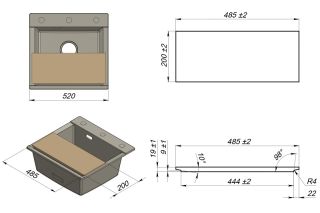Мойка кухонная Granula 5201, ГРАФИТ
