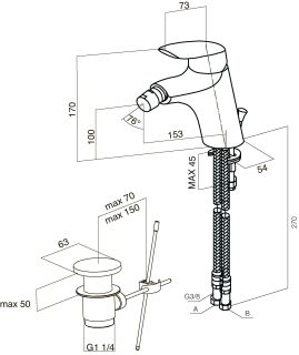 Смеситель Am.pm Bliss L F5383164 для биде с д/к