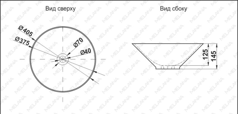 Накладная раковина Melana 7020-B1+B18-806 40см синий/чёрный