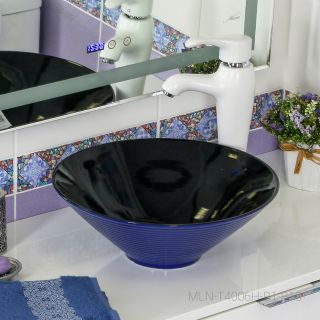 Накладная раковина Melana 7020-B1+B18-806 40см синий/чёрный