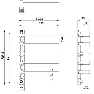 Полотенцесушитель электрический встраиваемый Wonzon & Woghand M?nchen WW-A355-MB 52x70 см с внутренней частью чёрный матовый