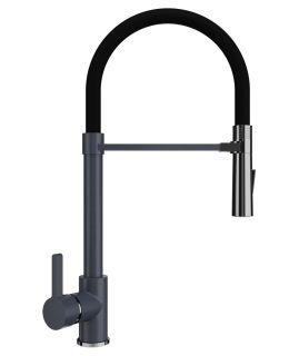 Смеситель для кухни Ulgran Classic U-024-343 с высоким гибким изливом антрацит