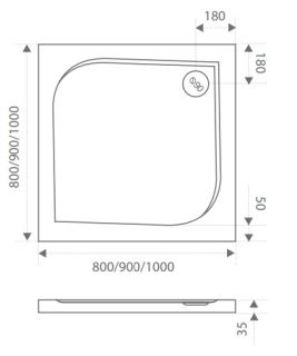 Душевой поддон из искусственного камня Good Door Квадро 100x100 Грей (серый)