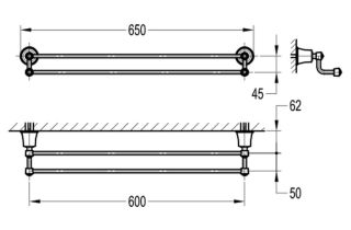 Полотенцедержатель двойной Swedbe Terracotta Art 2538 65см терракота