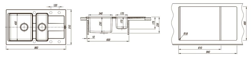 Кухонная мойка Florentina Комби 860К чёрный