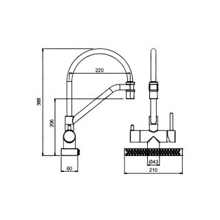 Смеситель для кухни Gappo G4098-6 с водопадом и гибким изливом чёрный