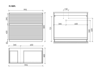 Тумба напольная под раковину Sancos Folk Floor FL100FLGS левая 100 см Grey soft