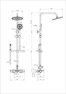 Душевая стойка Wonzon & Woghand Plate WW-C3017-A1-BG с гигиеническим душем и термостатом брашированное золото