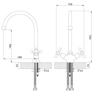 Смеситель для кухонной мойки Rossinka G02-72 Хром