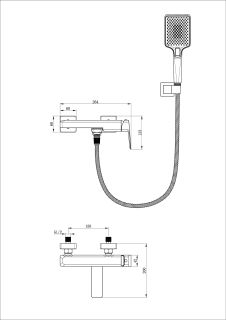 Смеситель для ванны с душем Wonzon & Woghand Diamond WW-88639011-MB чёрный матовый