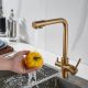 Смеситель для кухни Shevanik S328G с подключением фильтра золотой сатин