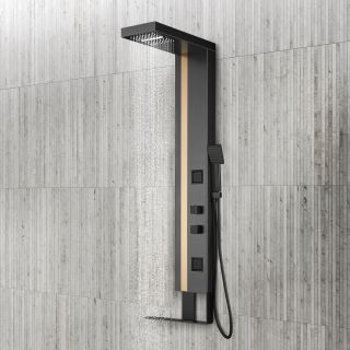 Душевая панель Black&White Gravity 026000 чёрный матовый/брашированное золото