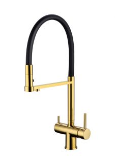 Смеситель для кухни Grocenberg GB4095 с гибким изливом Золото